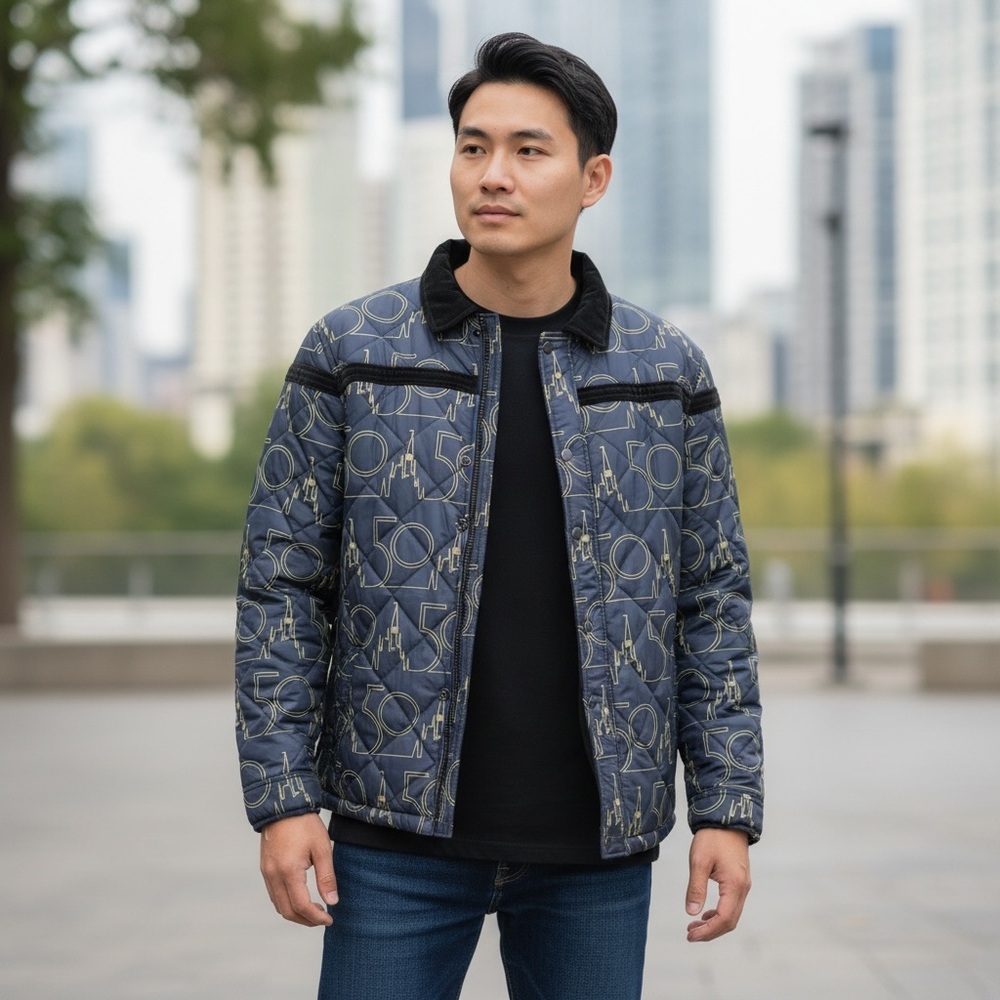 Disney Parks 50th Anniversary Black and Gold Men’s Puffer Jacket Disney World